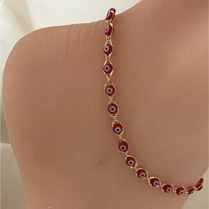 18k Gold Plated Evil Eye Anklet Tobillera. De Ojito Turco